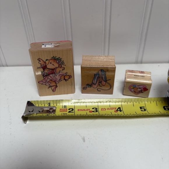 Vintage Y2K Wooden Rubber Stamp Lot Of 3 Ballet Dance Bear Ballerina - Picture 2 of 3